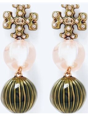 Tory Burch double drop logo earrings